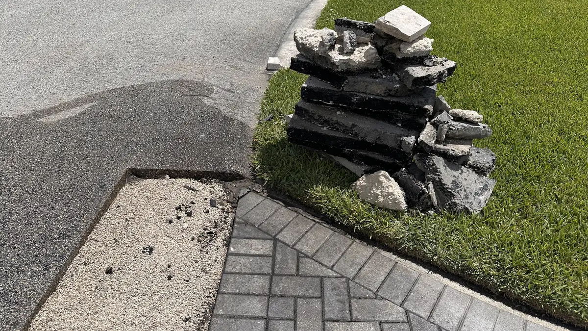 Representative base preparation at a driveway transition
